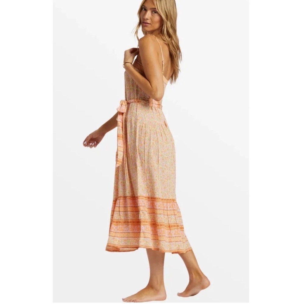 Billabong Summer Dress Peach Coral Belt Size Small |Vacation |Surfer Girl|Resort
